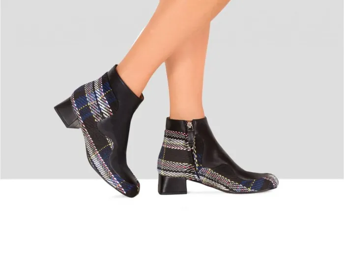 Audley Shoes Low Heel Leather Booties Estefania Black Women Medium Heel