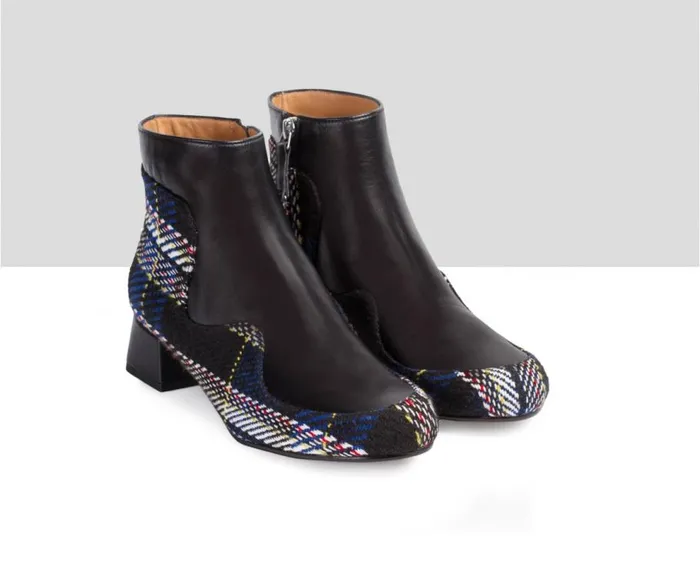 Audley Shoes Low Heel Leather Booties Estefania Black Women Medium Heel