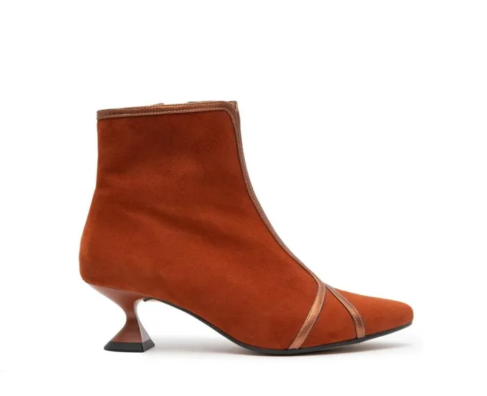 Audley Shoes Low Heel Leather Booties Galia Orange Women Medium Heel