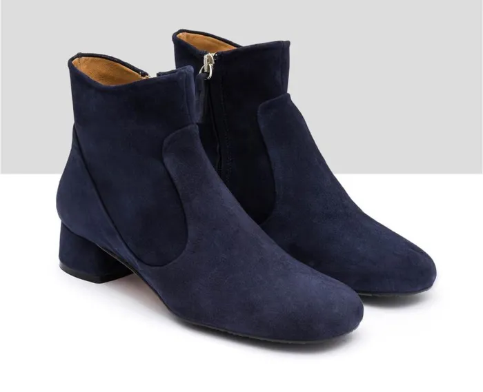 Audley Shoes Low Heel Leather Booties Ilia Blue Women Medium Heel