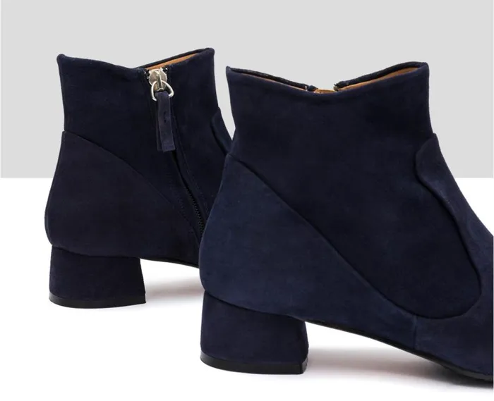 Audley Shoes Low Heel Leather Booties Ilia Blue Women Medium Heel