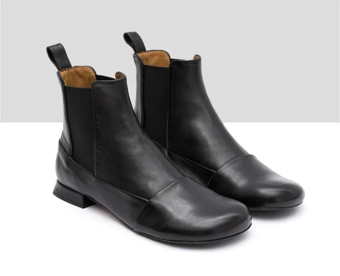 Audley Shoes Low Heel Leather Booties Ilma Black Women Low Heel