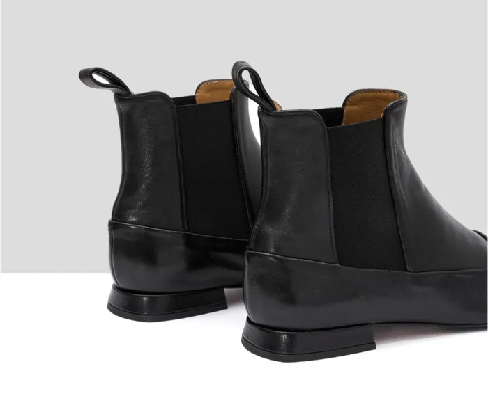 Audley Shoes Low Heel Leather Booties Ilma Black Women Low Heel