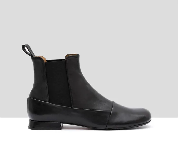 Audley Shoes Low Heel Leather Booties Ilma Black Women Low Heel