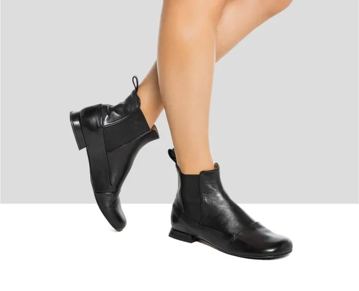 Audley Shoes Low Heel Leather Booties Ilma Black Women Low Heel