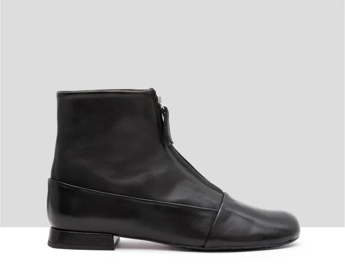 Audley Shoes Low Heel Leather Booties Indira Black Women Low Heel