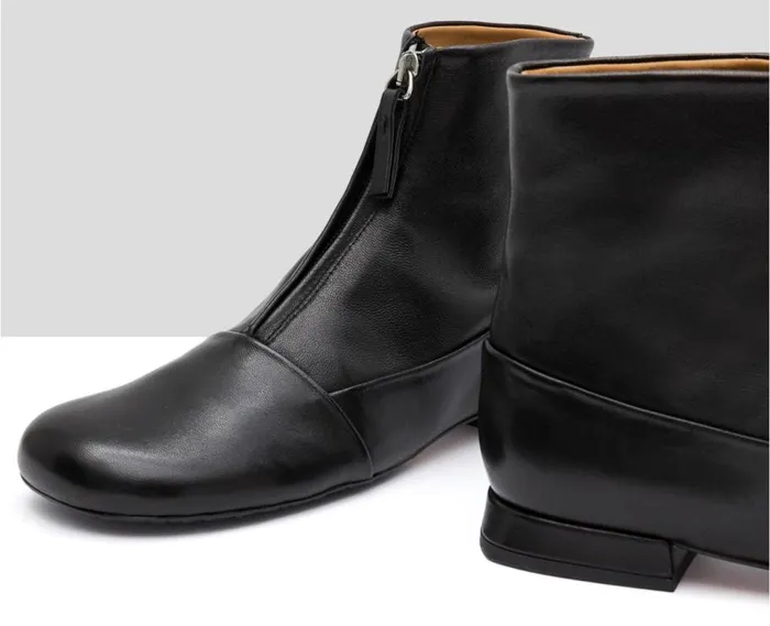 Audley Shoes Low Heel Leather Booties Indira Black Women Low Heel