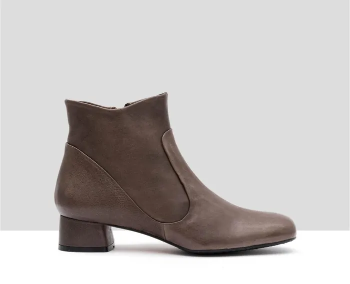 Audley Shoes Low Heel Leather Booties Irati Grey Women Medium Heel