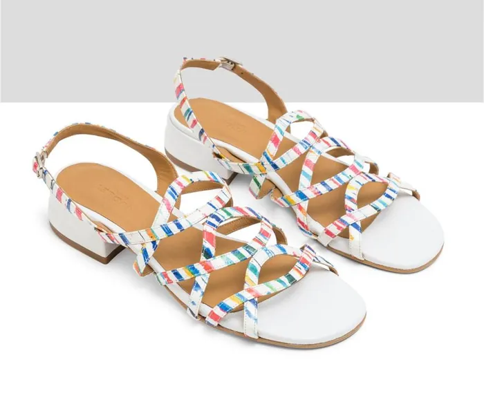 Audley Shoes Low Heel Leather Sandal Lara Beige Women Flat