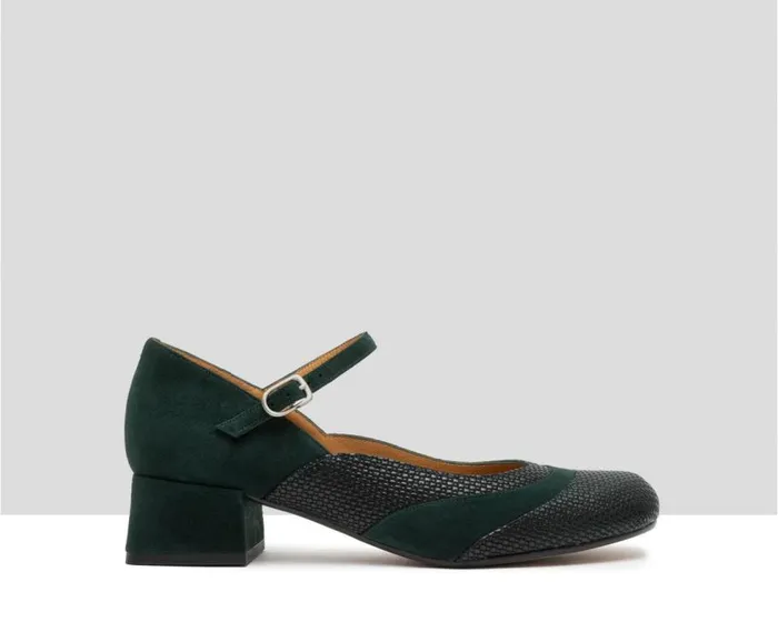 Audley Shoes Low Heel Leather Shoe Erin Green Women Medium Heel
