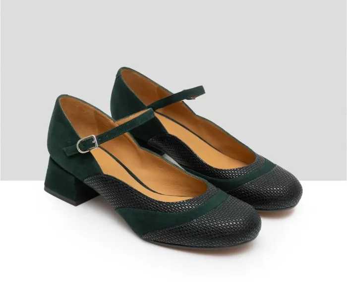 Audley Shoes Low Heel Leather Shoe Erin Green Women Medium Heel