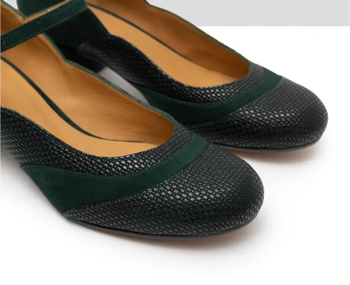 Audley Shoes Low Heel Leather Shoe Erin Green Women Medium Heel