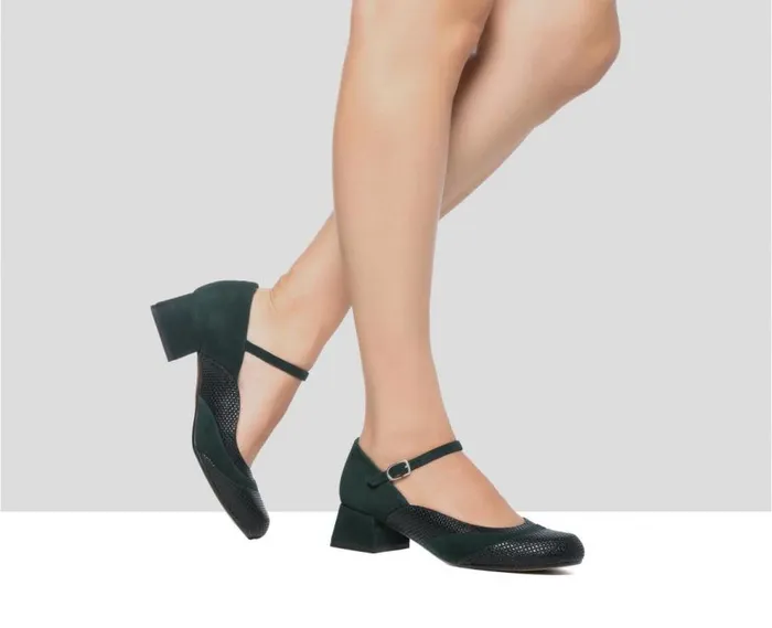 Audley Shoes Low Heel Leather Shoe Erin Green Women Medium Heel