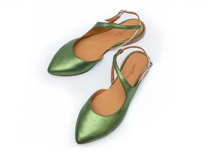 Audley Shoes Low Heel Leather Shoe Fedora Green Women Low Heel