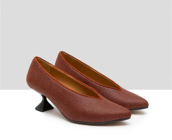 Audley Shoes Low Heel Leather Shoe Gilda Orange Women Medium Heel