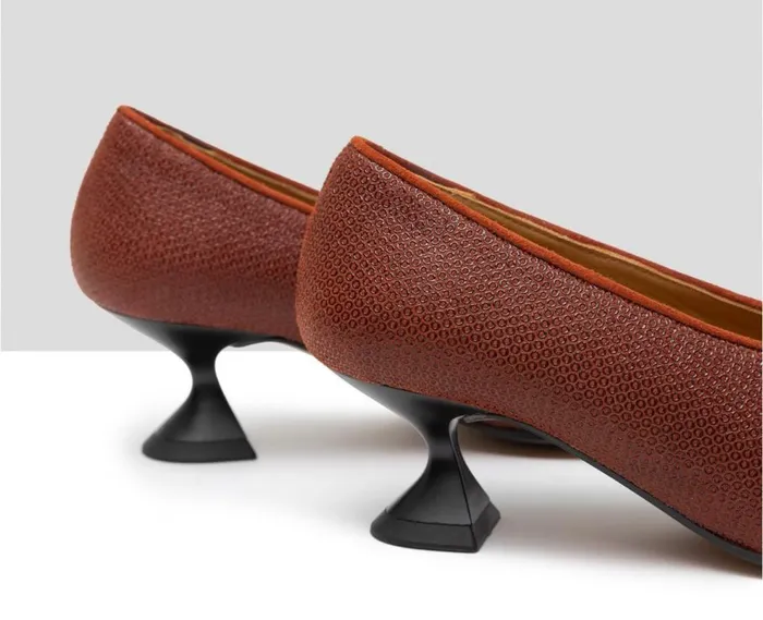 Audley Shoes Low Heel Leather Shoe Gilda Orange Women Medium Heel