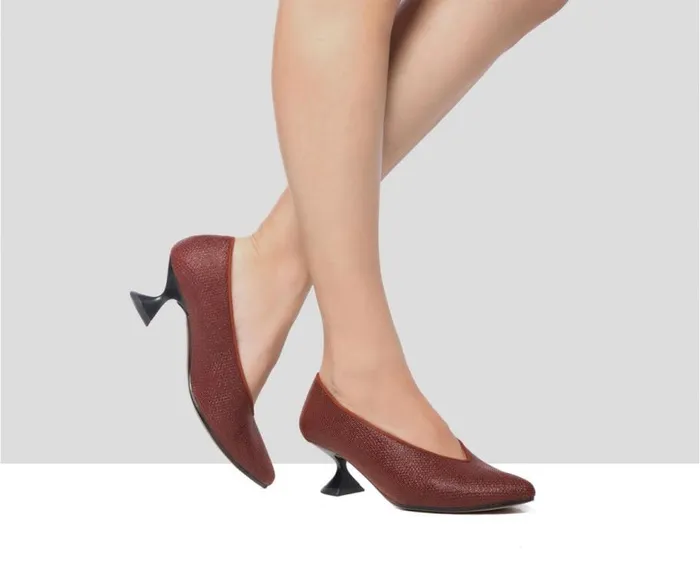 Audley Shoes Low Heel Leather Shoe Gilda Orange Women Medium Heel