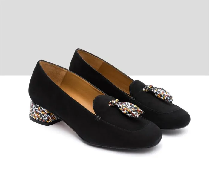 Audley Shoes Low Heel Leather Shoe Idina Black Women Medium Heel