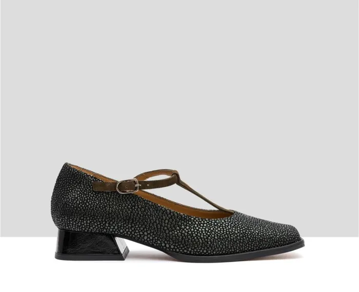 Audley Shoes Low Heel Leather Shoe Inna Green Women Medium Heel
