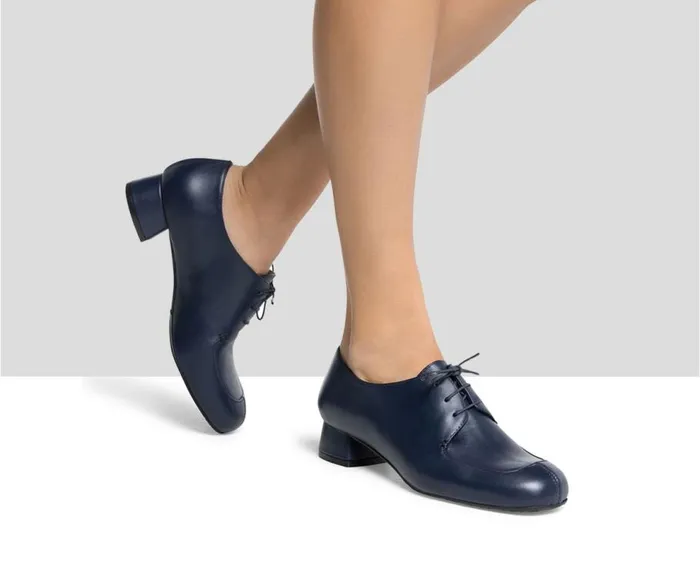 Audley Shoes Low Heel Leather Shoe Iriel Blue Women Medium Heel