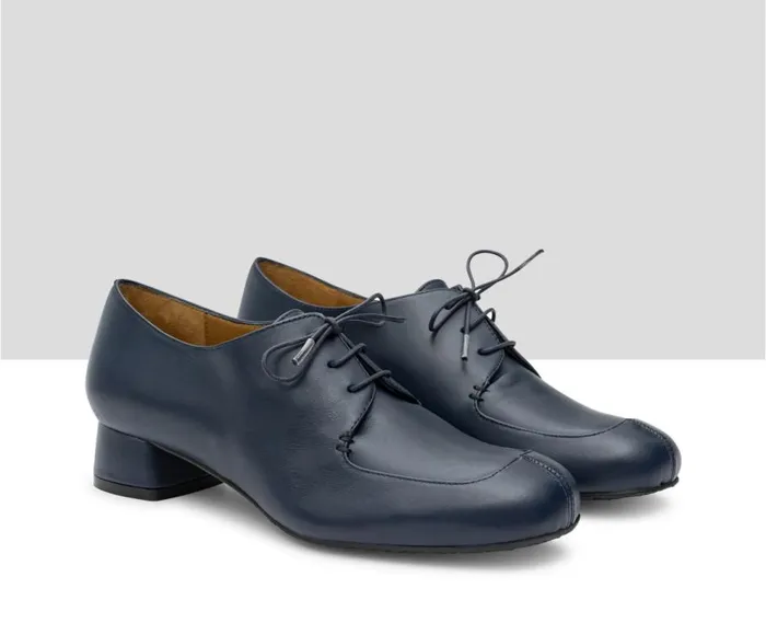 Audley Shoes Low Heel Leather Shoe Iriel Blue Women Medium Heel