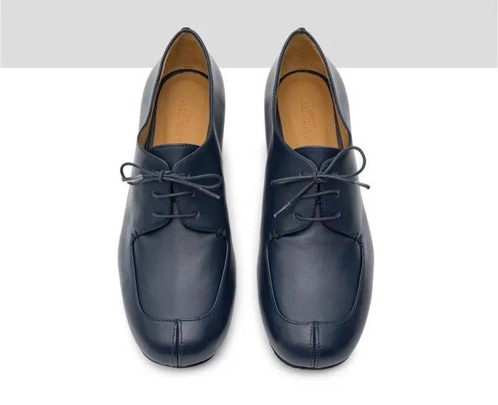 Audley Shoes Low Heel Leather Shoe Iriel Blue Women Medium Heel