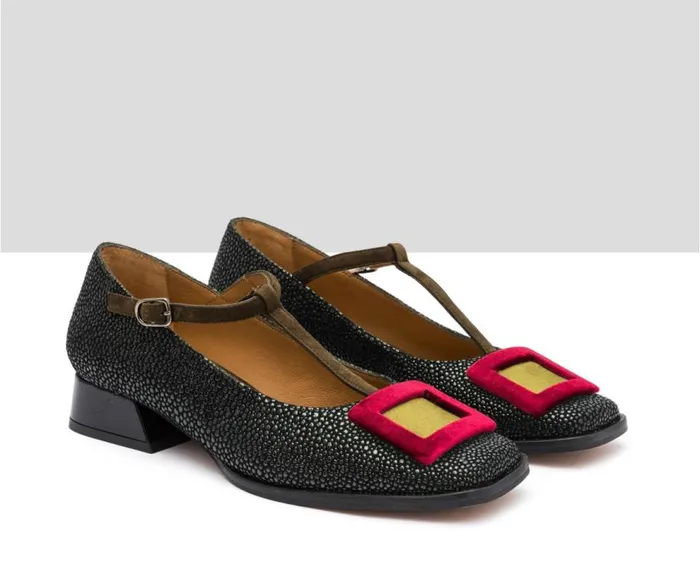 Audley Shoes Low Heel Leather Shoe Ishi Green Women Medium Heel