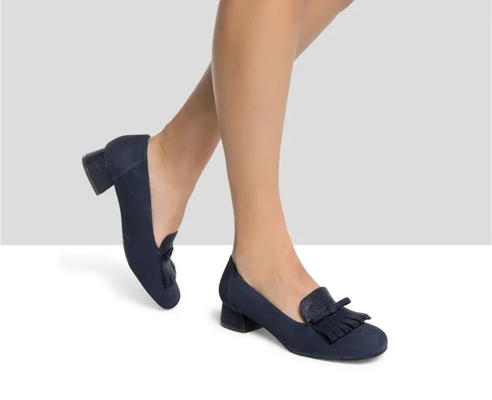Audley Shoes Low Heel Leather Shoe Itamar Blue Women Medium Heel