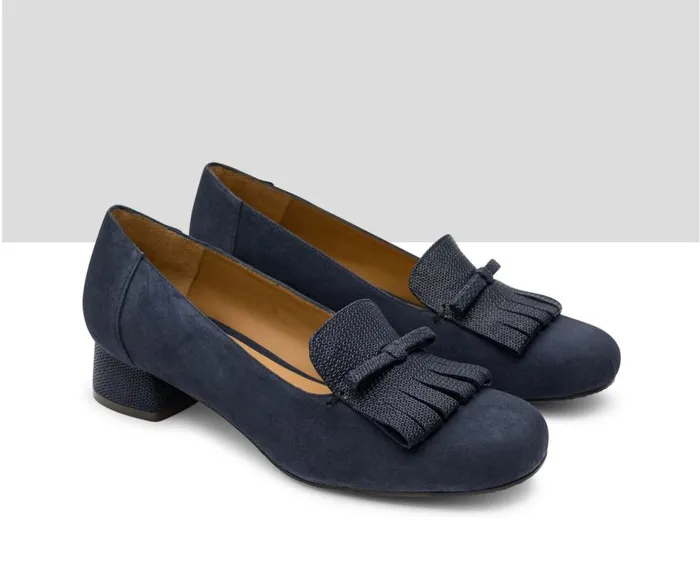 Audley Shoes Low Heel Leather Shoe Itamar Blue Women Medium Heel