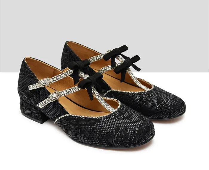 Audley Shoes Low Heel Leather Shoe Karis Black Women Medium Heel