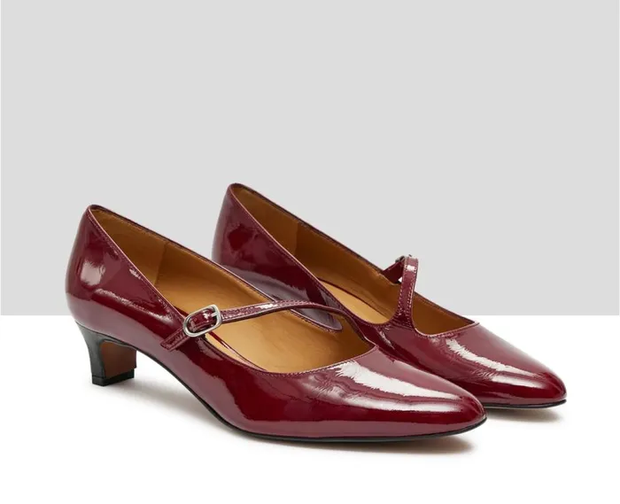 Audley Shoes Low Heel Leather Shoe Kesia Burdeos Women Medium Heel