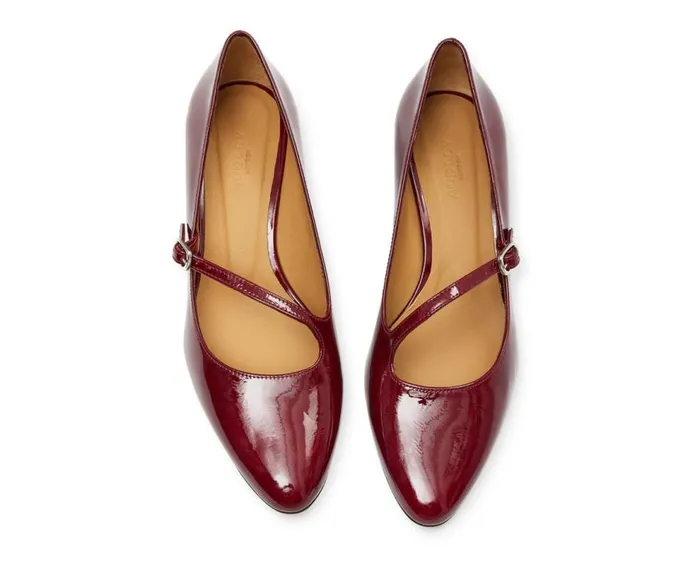 Audley Shoes Low Heel Leather Shoe Kesia Burdeos Women Medium Heel