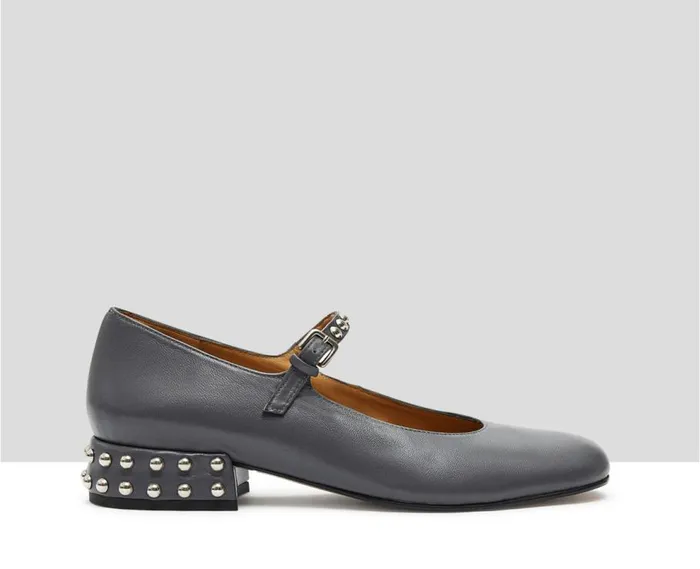 Audley Shoes Low Heel Leather Shoe Kimi Grey Women Medium Heel