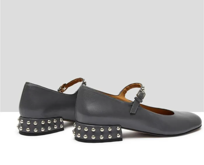 Audley Shoes Low Heel Leather Shoe Kimi Grey Women Medium Heel