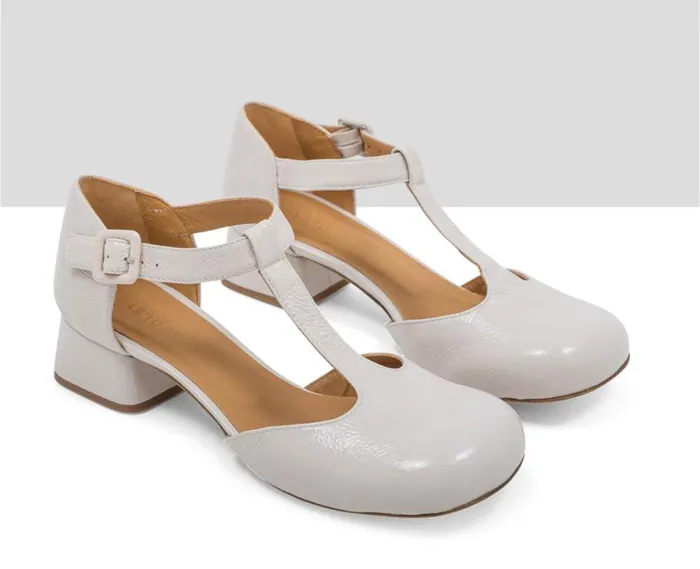 Audley Shoes Low Heel Leather Shoe Laika Bone Women Medium Heel