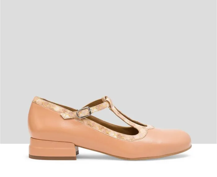 Audley Shoes Low Heel Leather Shoe Lais Orange Women Medium Heel