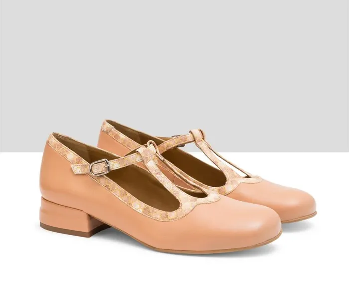 Audley Shoes Low Heel Leather Shoe Lais Orange Women Medium Heel