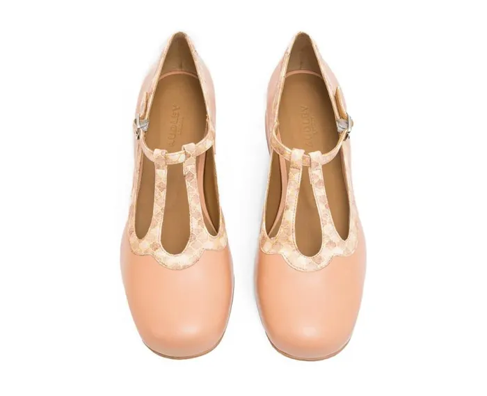 Audley Shoes Low Heel Leather Shoe Lais Orange Women Medium Heel