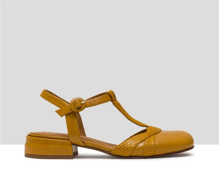 Audley Shoes Low Heel Leather Shoe Llanos Mustard Women Medium Heel
