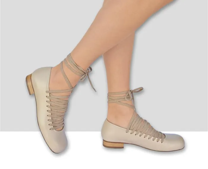 Audley Shoes Low Heel Leather Shoe Lorian Nude Women Medium Heel