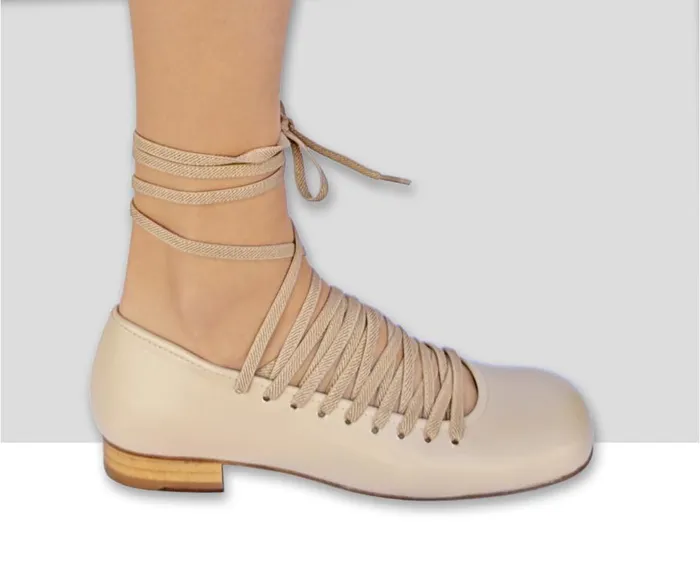 Audley Shoes Low Heel Leather Shoe Lorian Nude Women Medium Heel