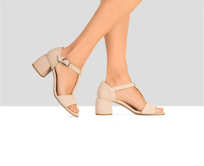 Audley Shoes Medium Heel Leather Sandal Bambola Nude Women Medium Heel
