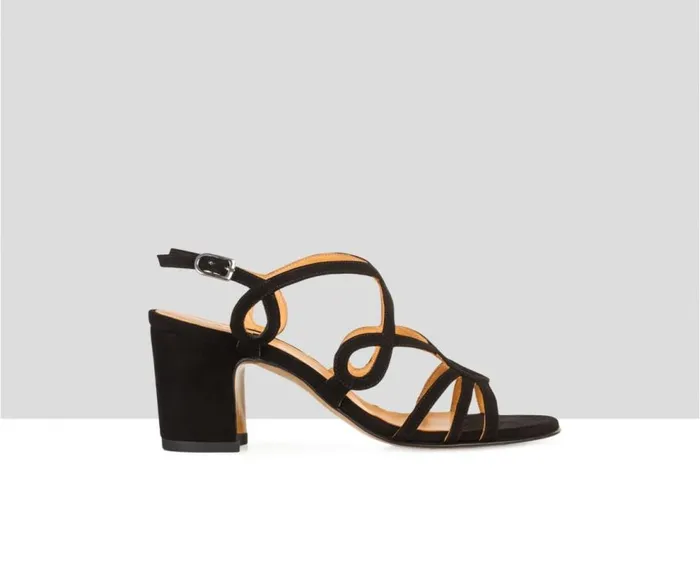 Audley Shoes Medium Heel Leather Sandal Bonita Black Women High Heel