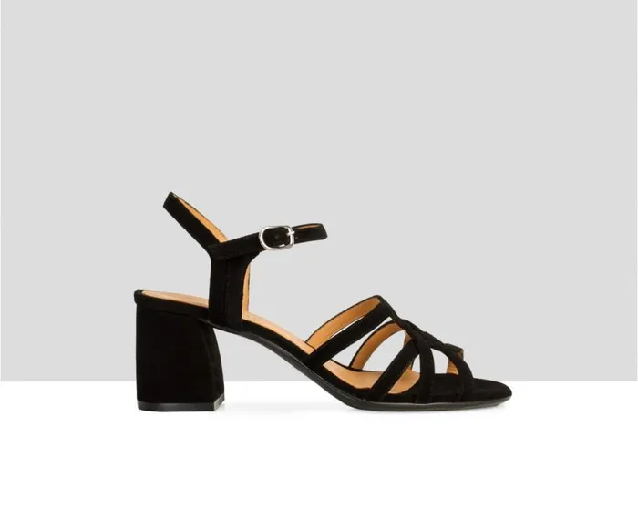 Audley Shoes Medium Heel Leather Sandal Dahlia Black Women Medium Heel