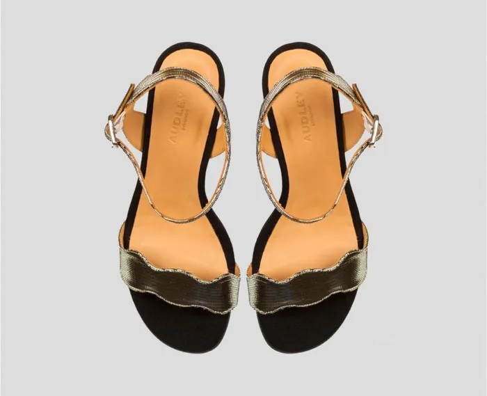 Audley Shoes Medium Heel Leather Sandal Deborah Black Women Medium Heel