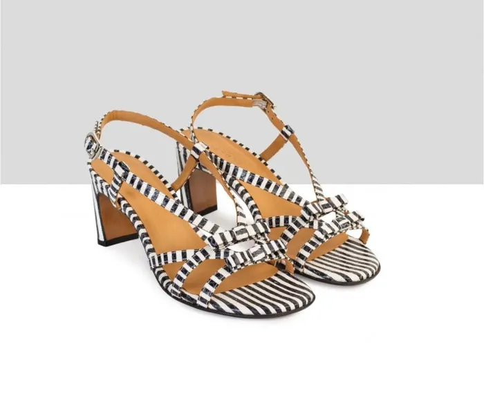 Audley Shoes Medium Heel Leather Sandal Dinorah Black Women High Heel