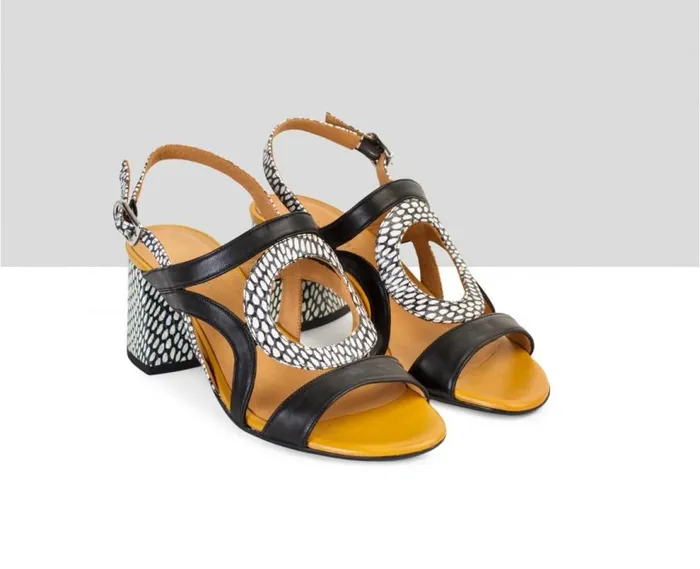 Audley Shoes Medium Heel Leather Sandal Donna Black Women Medium Heel