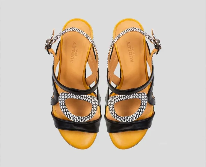 Audley Shoes Medium Heel Leather Sandal Donna Black Women Medium Heel