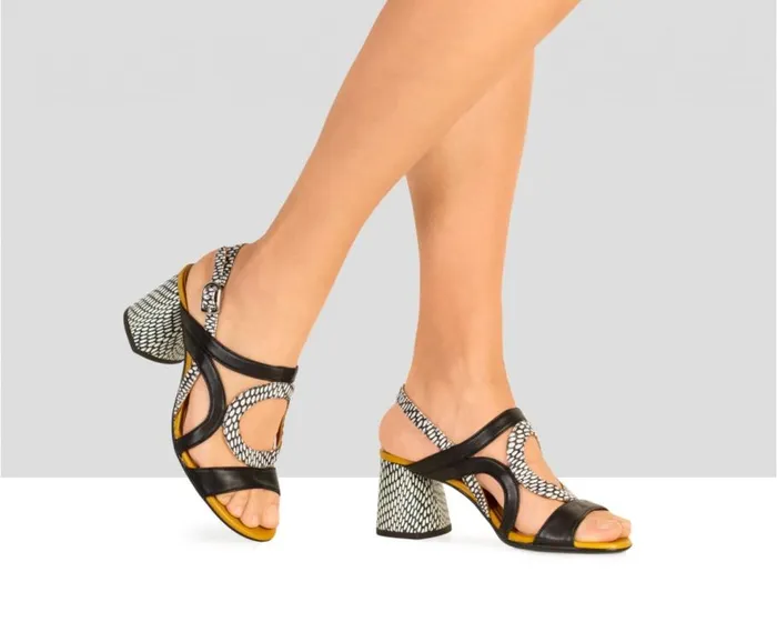 Audley Shoes Medium Heel Leather Sandal Donna Black Women Medium Heel