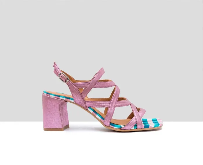 Audley Shoes Medium Heel Leather Sandal Felicity Metallic Women Medium Heel